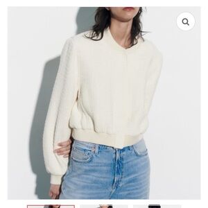 Zara Women's Cream Crew Neck jacket